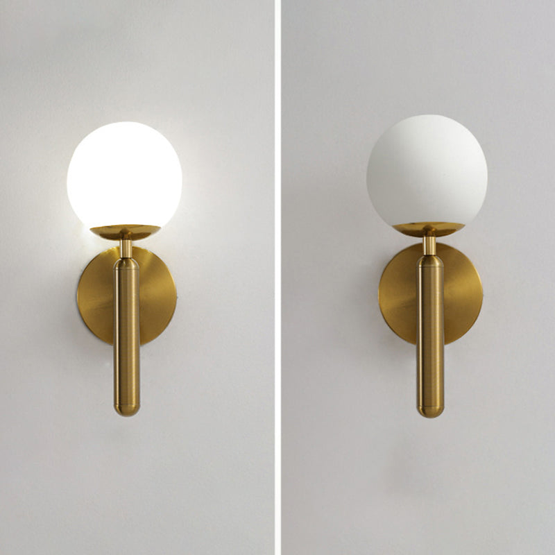 Contemporary Vanity Lighting Globe Glass Wall Light Fixture in White for Bathroom