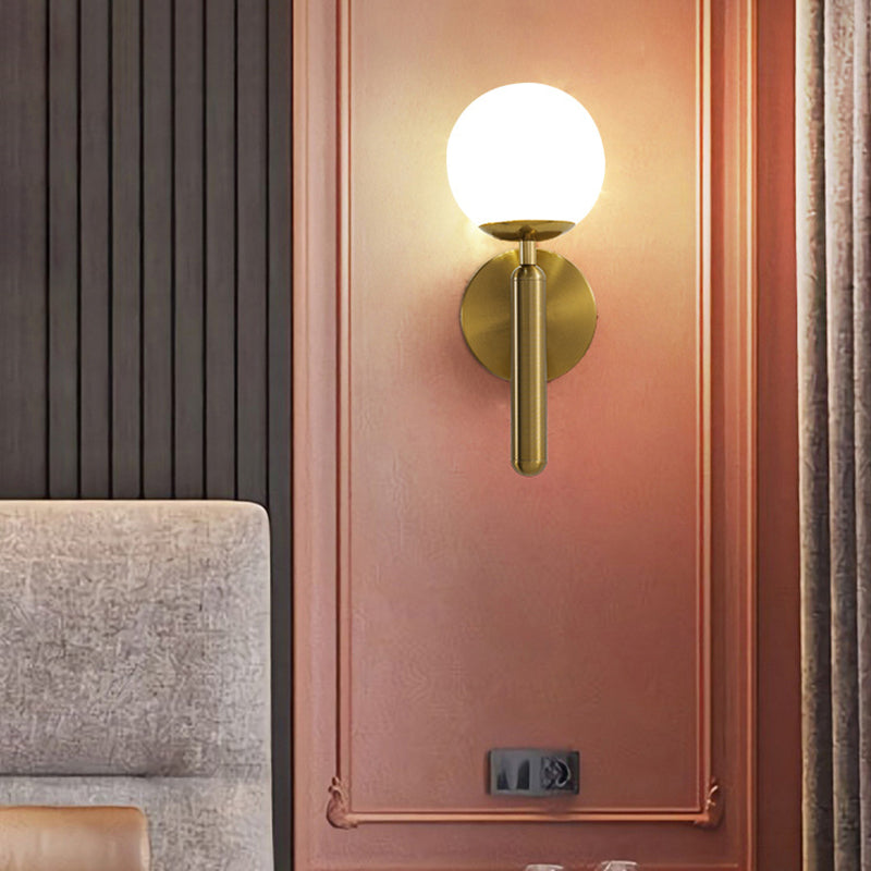 Contemporary Vanity Lighting Globe Glass Wall Light Fixture in White for Bathroom