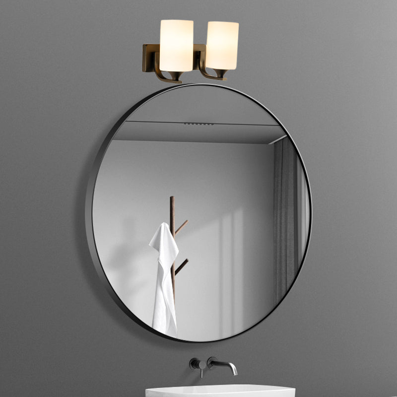 Contemporary Vanity Lighting Glass Shade Wall Light Fixture in Black for Bathroom