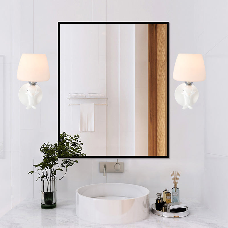 Modern Vanity Lighting Dolphin Wall Light Fixture in White for Bathroom