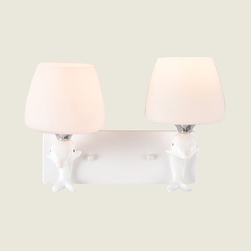 Modern Vanity Lighting Dolphin Wall Light Fixture in White for Bathroom