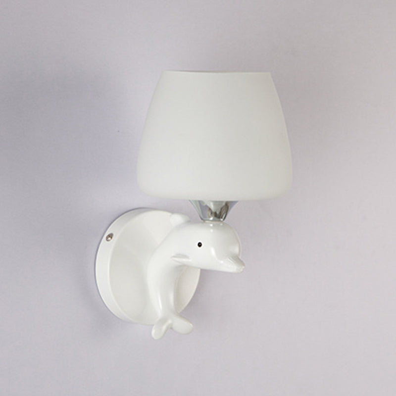 Modern Vanity Lighting Dolphin Wall Light Fixture in White for Bathroom