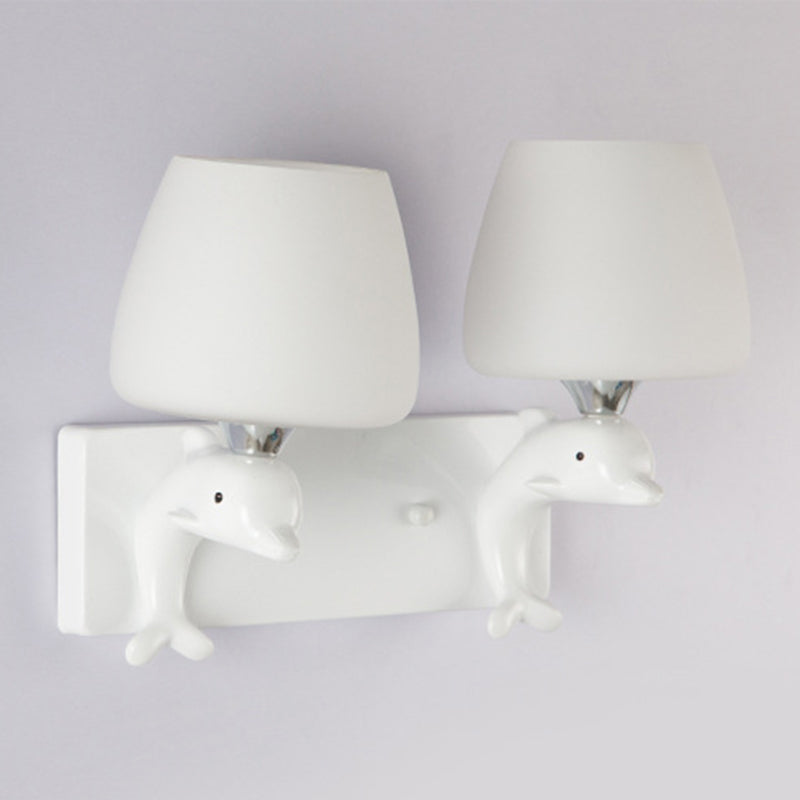 Modern Vanity Lighting Dolphin Wall Light Fixture in White for Bathroom