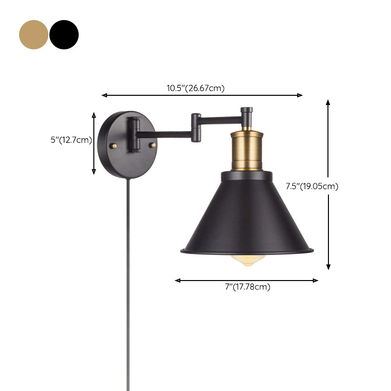 Industrial Style Vanity Light Cone Shape Scalable Vanity Lamp for Shower Room