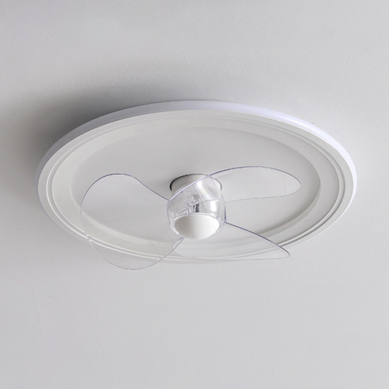 Contemporary Single White Ceiling Fan Lamp LED Metallic Ceiling Fan Light