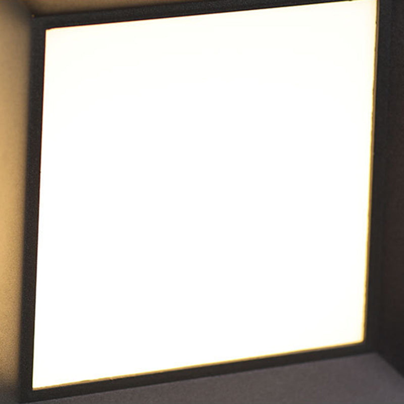 Contemporary Metal Pillar Lamp Rectangle Shape Outdoor Waterproof Light with Plastic Shade