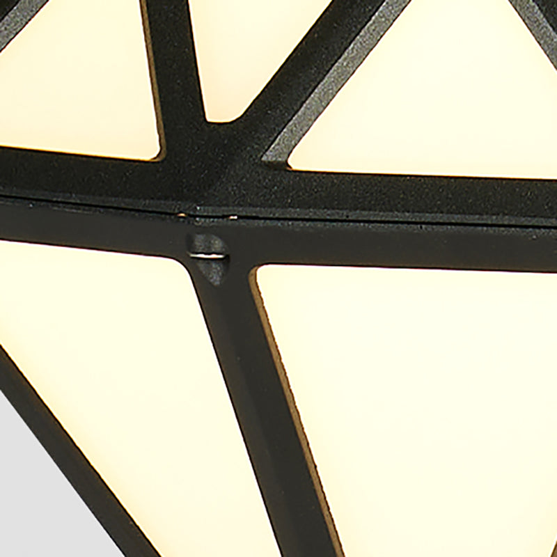 Contemporary Metal Pillar Lamp Diamond Shape Outdoor Waterproof Light with Plastic Shade