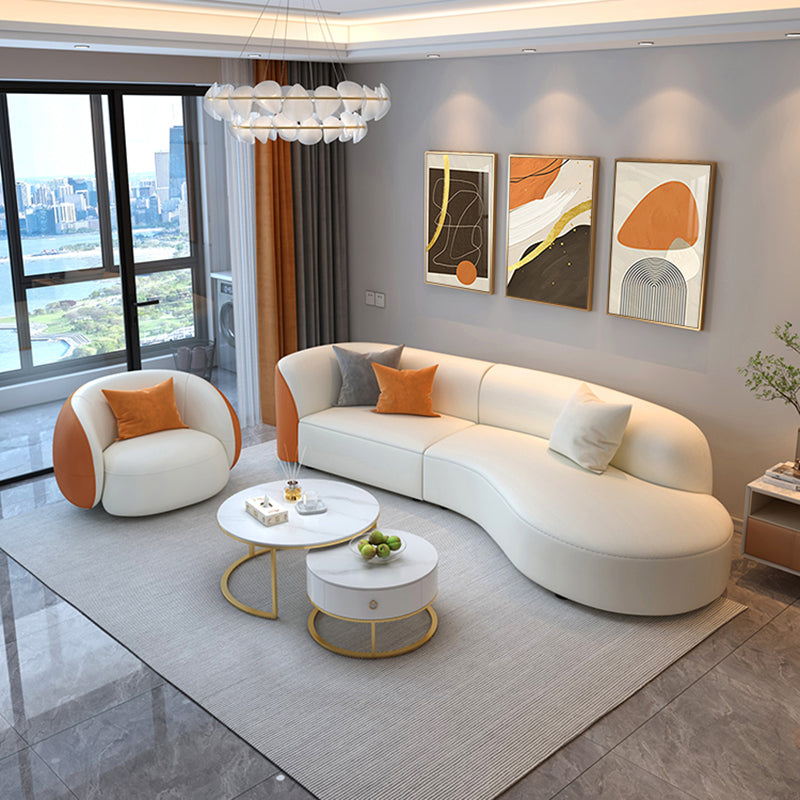 Cushion Back Curved Sectional Sofa Scratch Resistant Sectionals