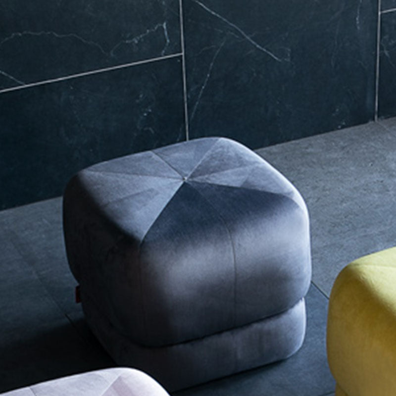Contemporary Pouf Ottoman Velvet Upholstered Fade Resistant Solid Color Square Ottoman