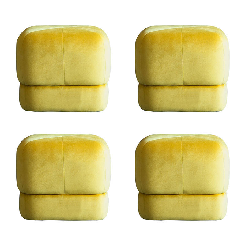 Contemporary Pouf Ottoman Velvet Upholstered Fade Resistant Solid Color Square Ottoman