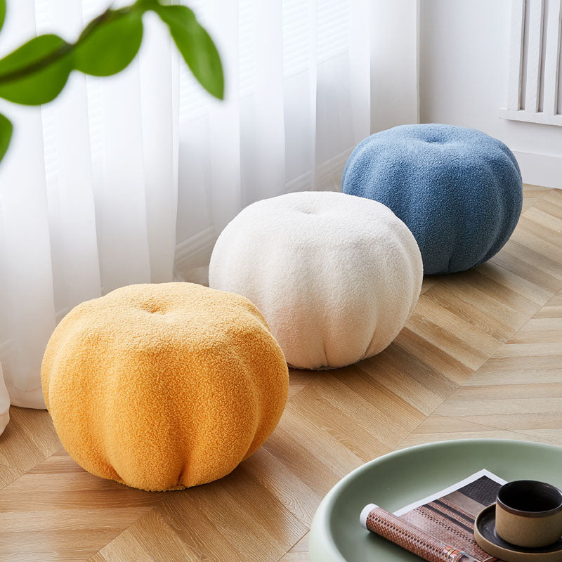 Luxury Ottoman Velvet Upholstered Solid Color Tear Resistant Round Ottoman