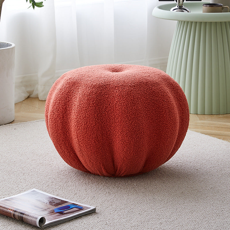 Luxury Ottoman Velvet Upholstered Solid Color Tear Resistant Round Ottoman