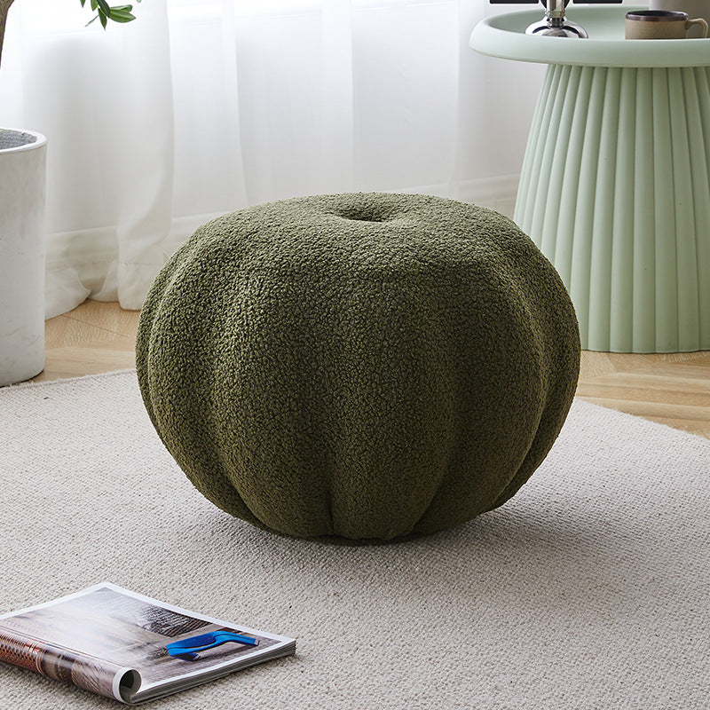 Luxury Ottoman Velvet Upholstered Solid Color Tear Resistant Round Ottoman