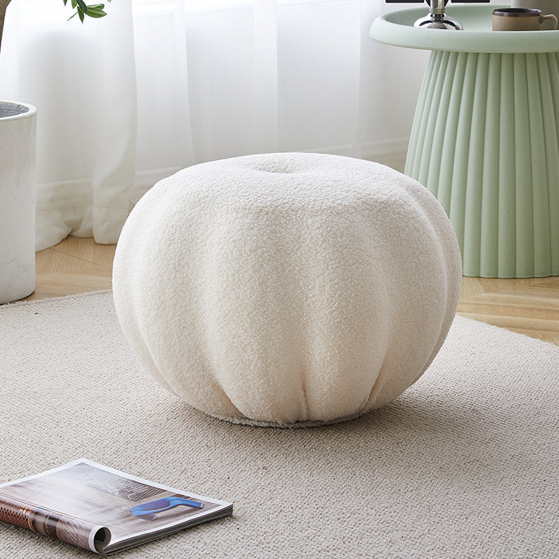 Luxury Ottoman Velvet Upholstered Solid Color Tear Resistant Round Ottoman