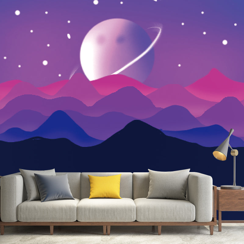 Cartoon Universe Wallpaper Mildew Resistant Sleeping Room Wall Mural