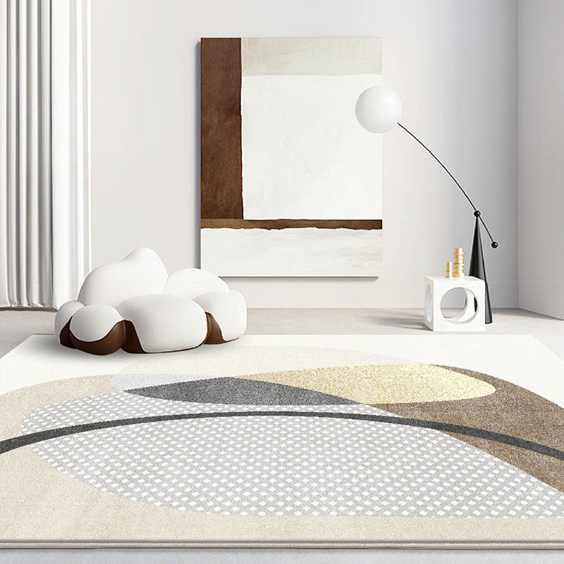 Apricot Line Rug Polyester Modern Rug Washable Rug for Living Room