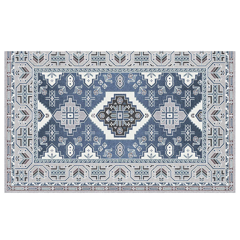 Blue Modern Rug Polyester Graphic Rug Washable Rug for Living Room