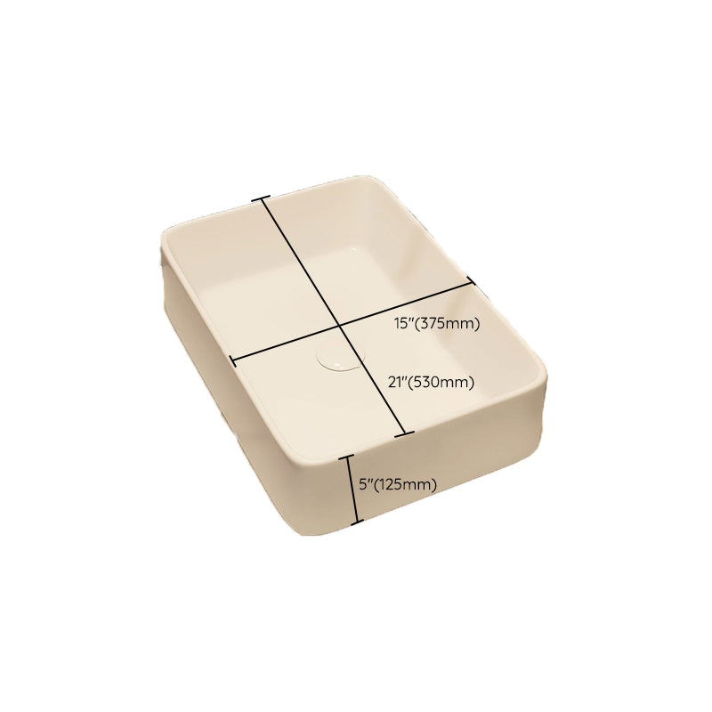 Modern Style White Bathroom Sink Rectangle Ceramic Bathroom Sink