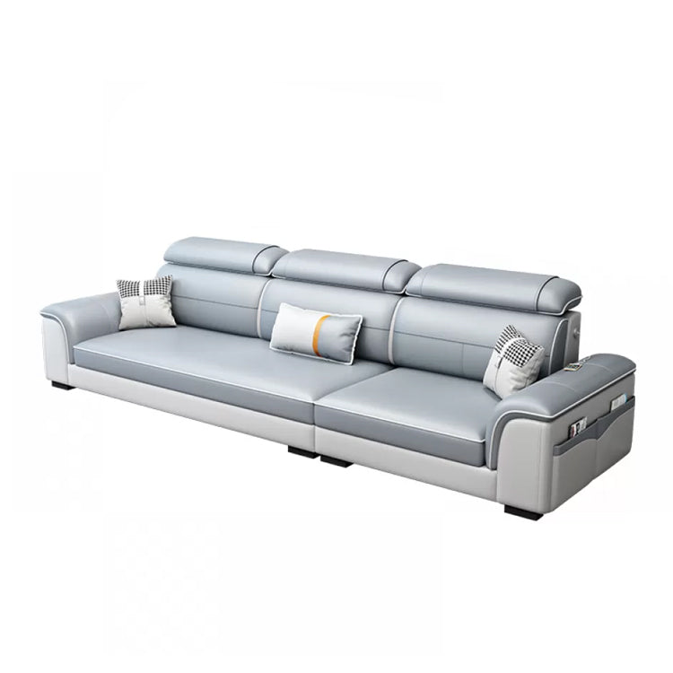 L-Shaped Blue Sectional Sofas Solid Wood Sectional Couch for Living Room