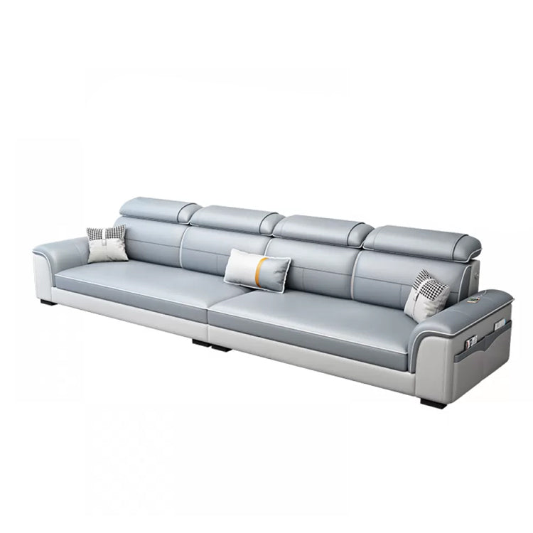 L-Shaped Blue Sectional Sofas Solid Wood Sectional Couch for Living Room