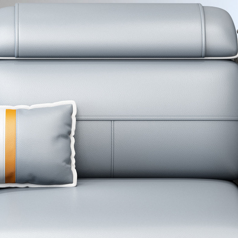 L-Shaped Blue Sectional Sofas Solid Wood Sectional Couch for Living Room