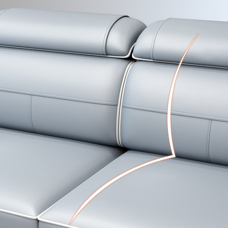 L-Shaped Blue Sectional Sofas Solid Wood Sectional Couch for Living Room