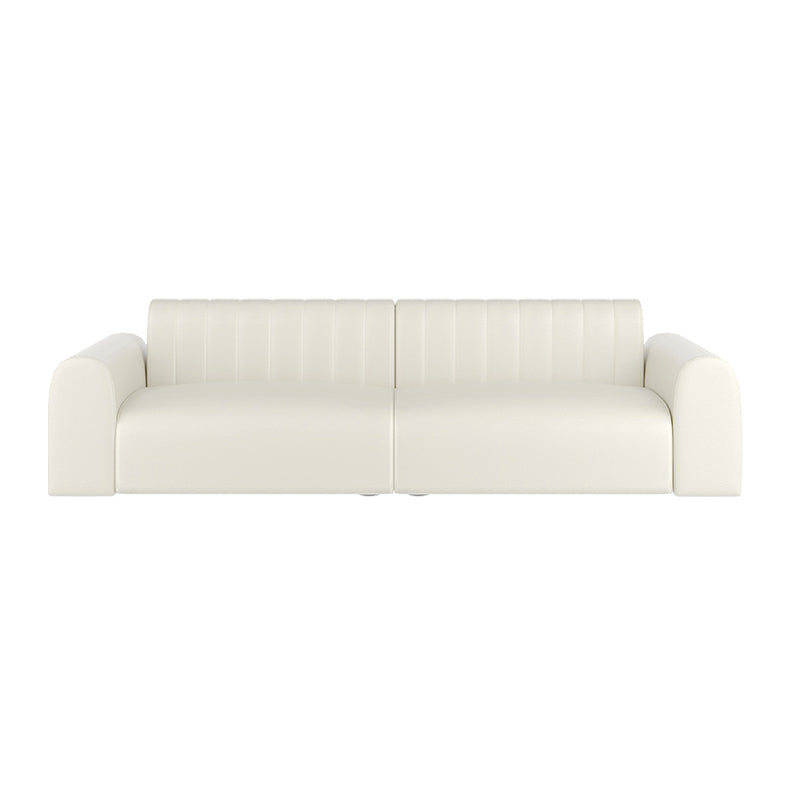 White Square Arm Sectional Sofas Solid Wood Sectional Couch for Living Room