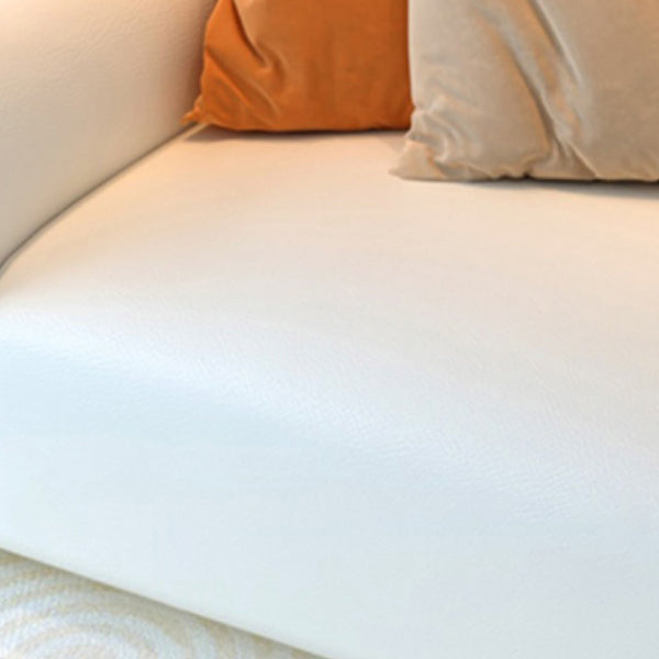 White Square Arm Sectional Sofas Solid Wood Sectional Couch for Living Room