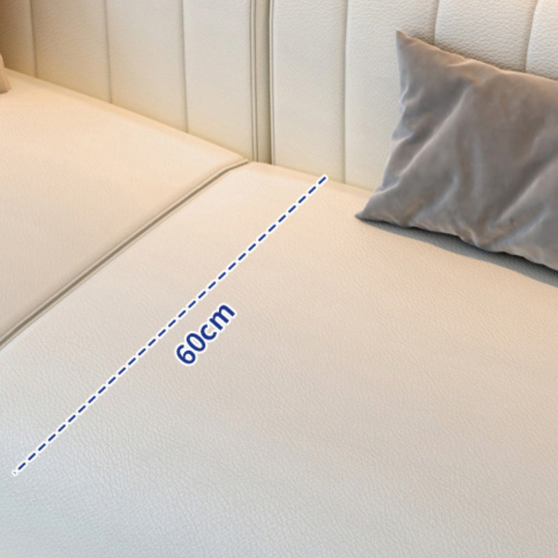 White Square Arm Sectional Sofas Solid Wood Sectional Couch for Living Room