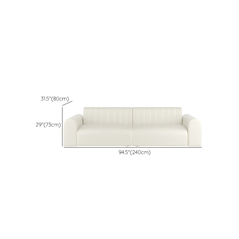 White Square Arm Sectional Sofas Solid Wood Sectional Couch for Living Room