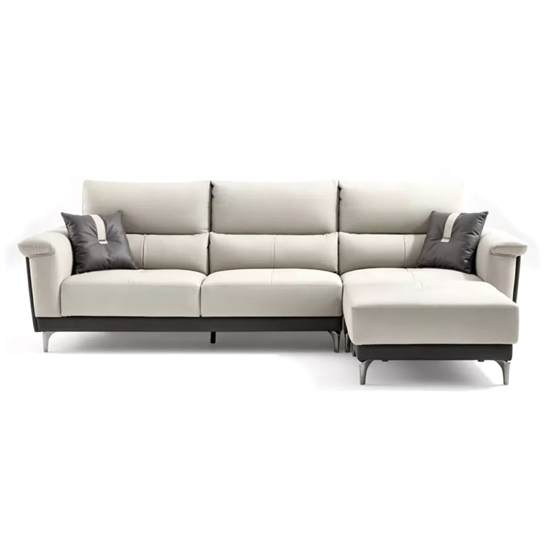 Blue L-Shape Sectional Sofas Leather Square Arm Sectional Couch