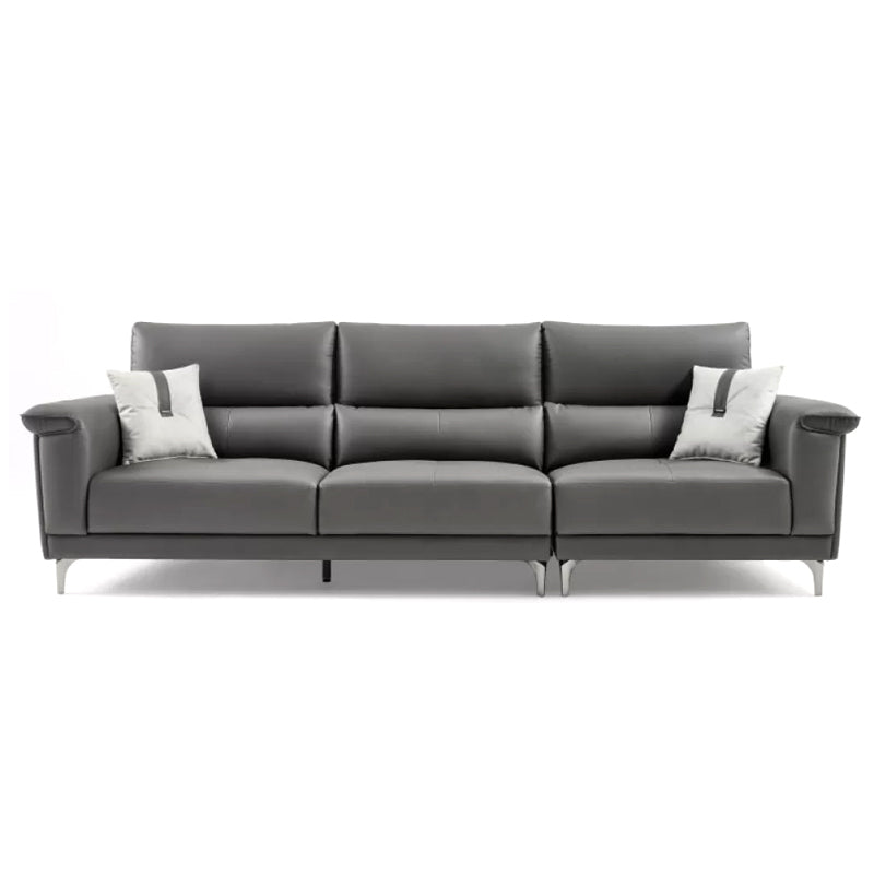 Blue L-Shape Sectional Sofas Leather Square Arm Sectional Couch