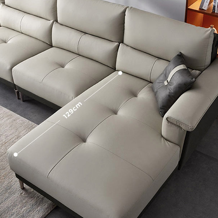 Blue L-Shape Sectional Sofas Leather Square Arm Sectional Couch