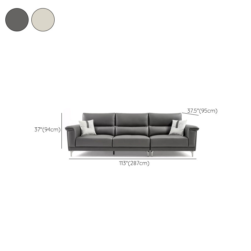 Blue L-Shape Sectional Sofas Leather Square Arm Sectional Couch