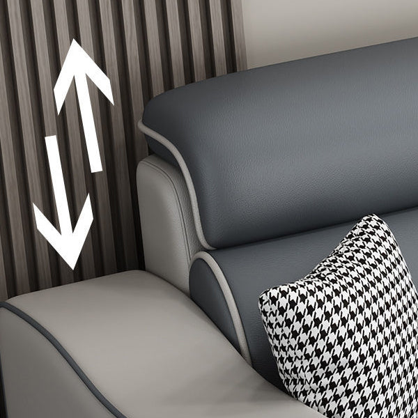 Blue L-Shape Sectional Sofas Living Room Square Arm Sectional Couch