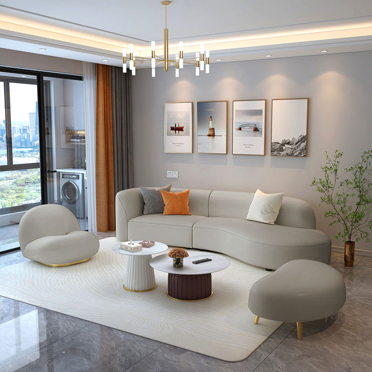 Grey Wooden Sectional Stain-Resistant Sectional Sofa for Living Room