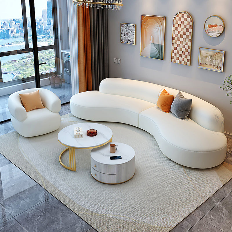 White Sectionals Stain-Resistant Sectional Sofa for Living Room