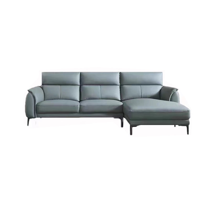 Flared Arms Sectionals Genuine Leather Sectional Sofa for Living Room