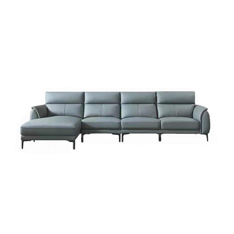 Flared Arms Sectionals Genuine Leather Sectional Sofa for Living Room