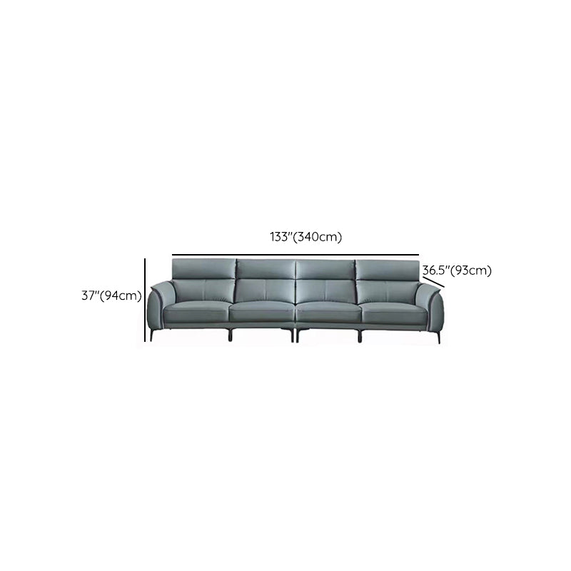 Flared Arms Sectionals Genuine Leather Sectional Sofa for Living Room