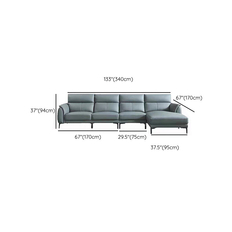 Flared Arms Sectionals Genuine Leather Sectional Sofa for Living Room