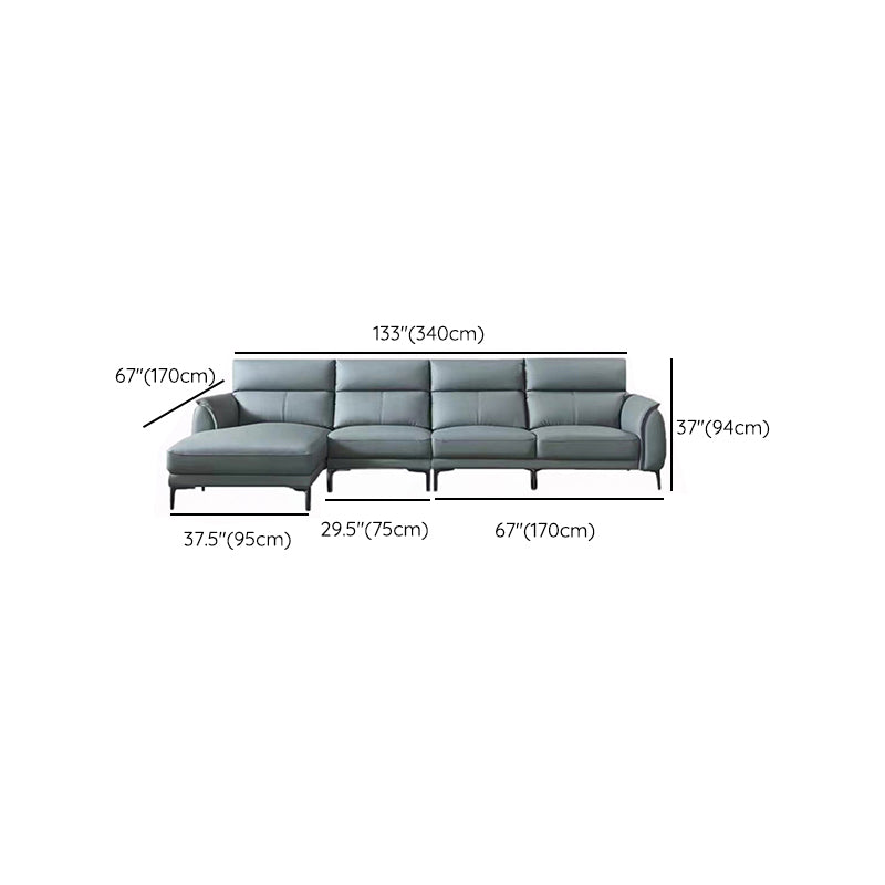 Flared Arms Sectionals Genuine Leather Sectional Sofa for Living Room