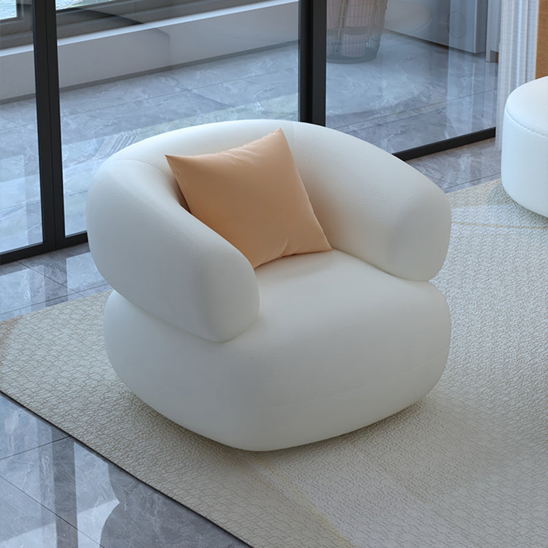 White Cushion Solid Wood Curved Corner Loveseat for Living Room