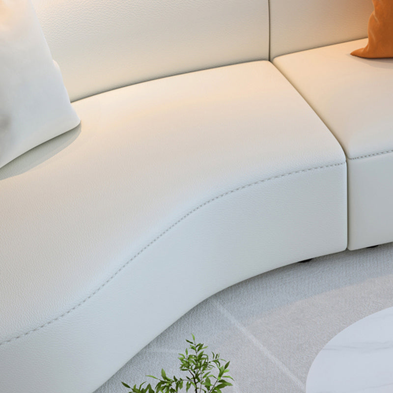 White Cushion Back Sofa Curved Corner Loveseat for Living Room