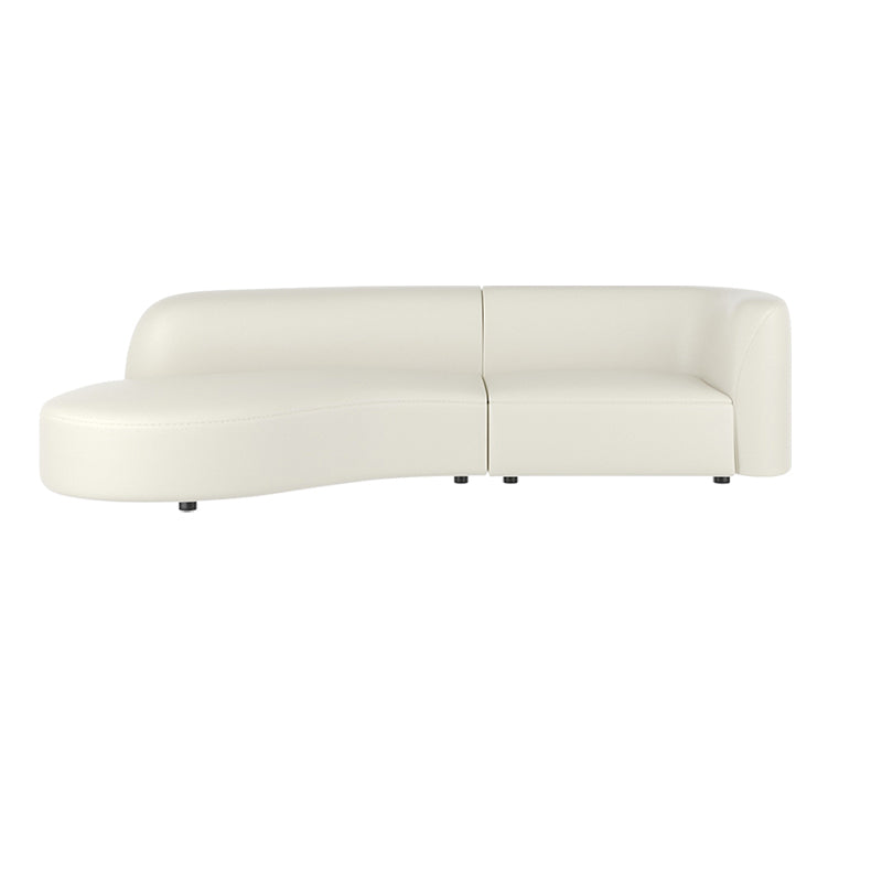 White Cushion Back Sofa Curved Corner Loveseat for Living Room