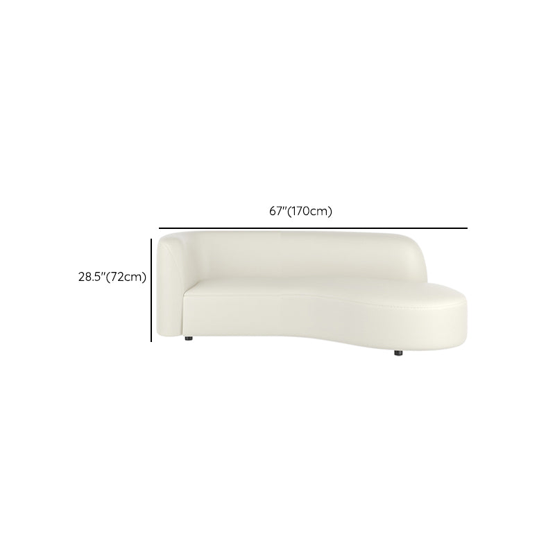White Cushion Back Sofa Curved Corner Loveseat for Living Room
