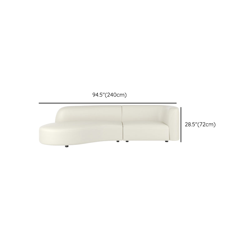 White Cushion Back Sofa Curved Corner Loveseat for Living Room