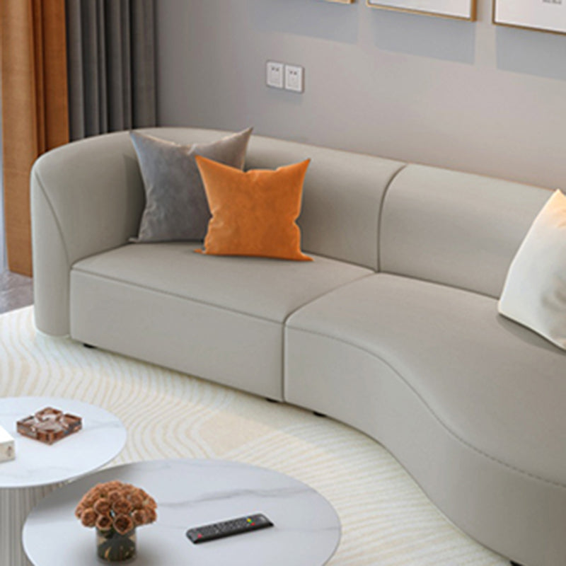 Grey Cushion Back Curved Sectional Sofa Scratch Resistant Sectionals
