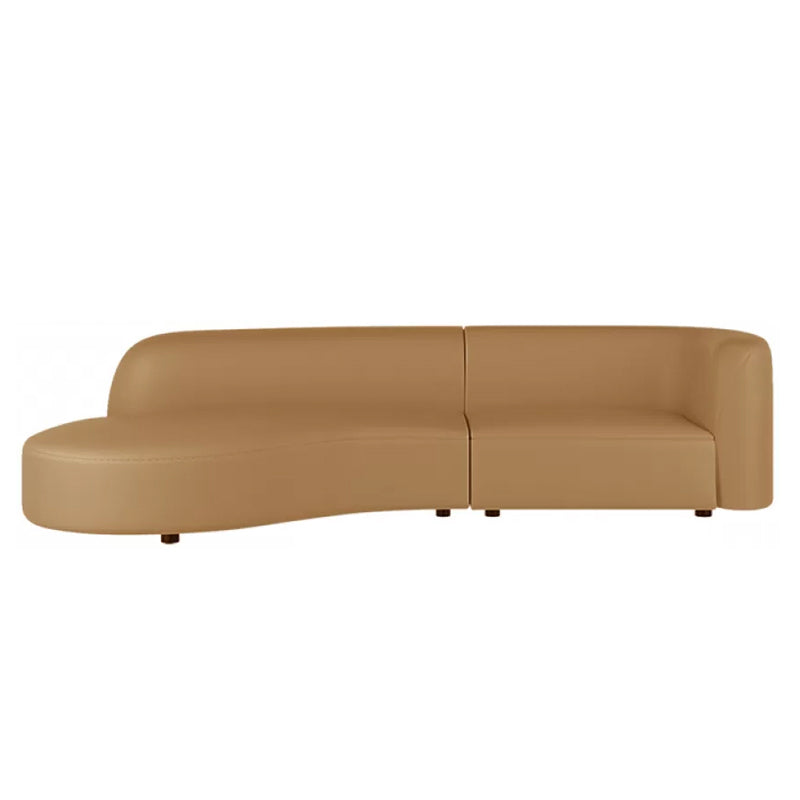 Brown One Arm Sectional Sofas Solid Wood Sectional Couch for Living Room