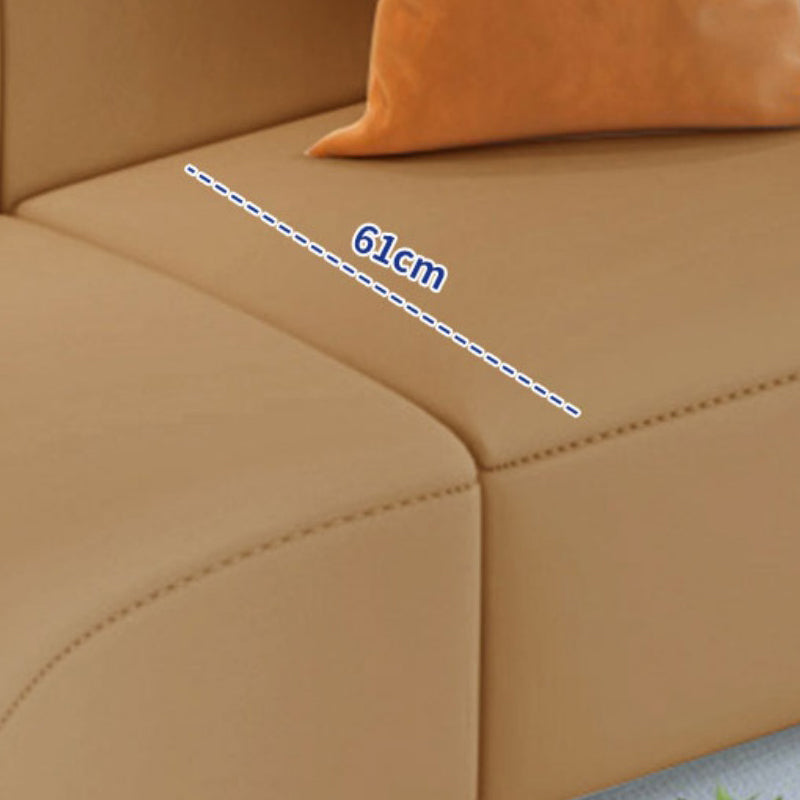 Brown One Arm Sectional Sofas Solid Wood Sectional Couch for Living Room